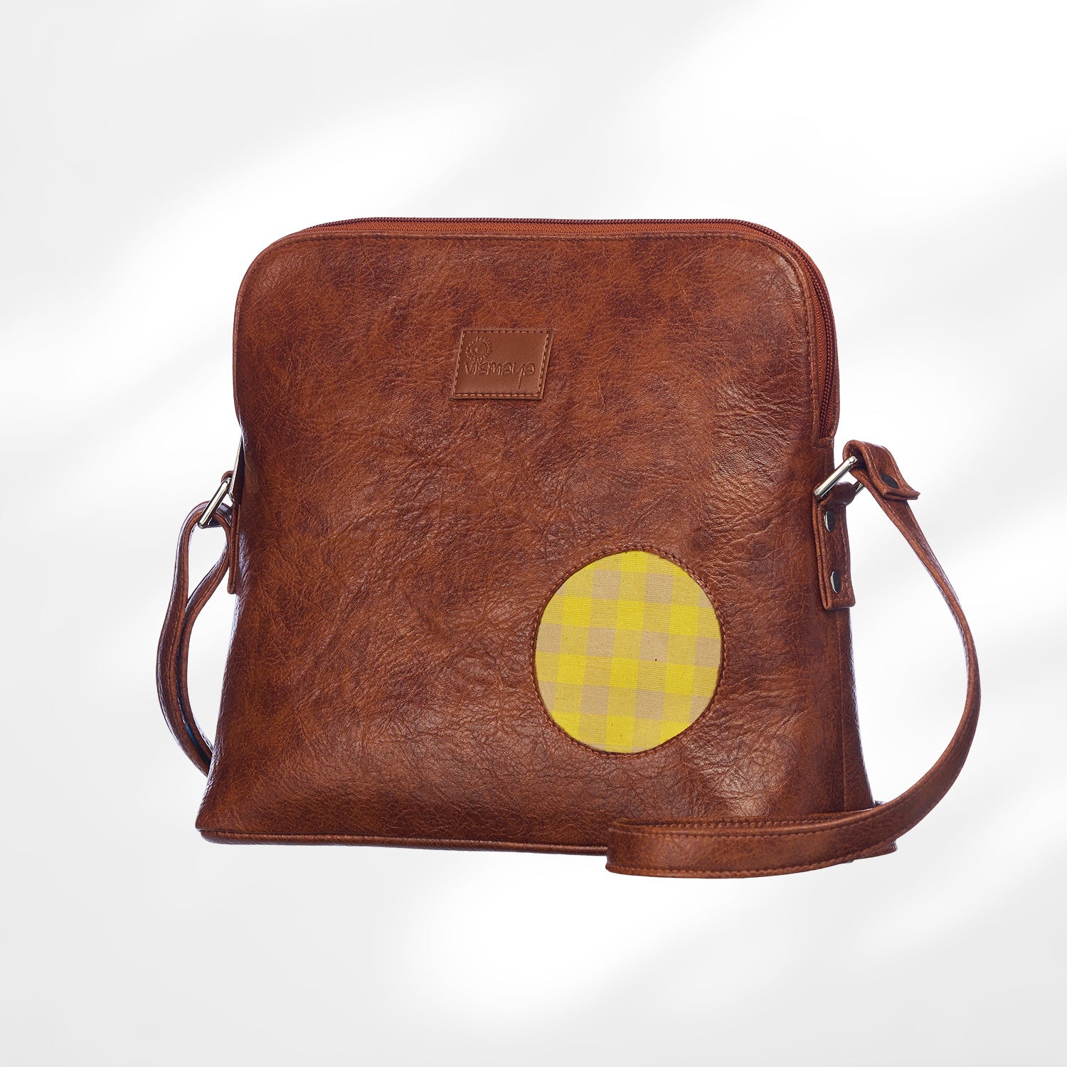 Leather Cutwork Round Corner Sling Bag