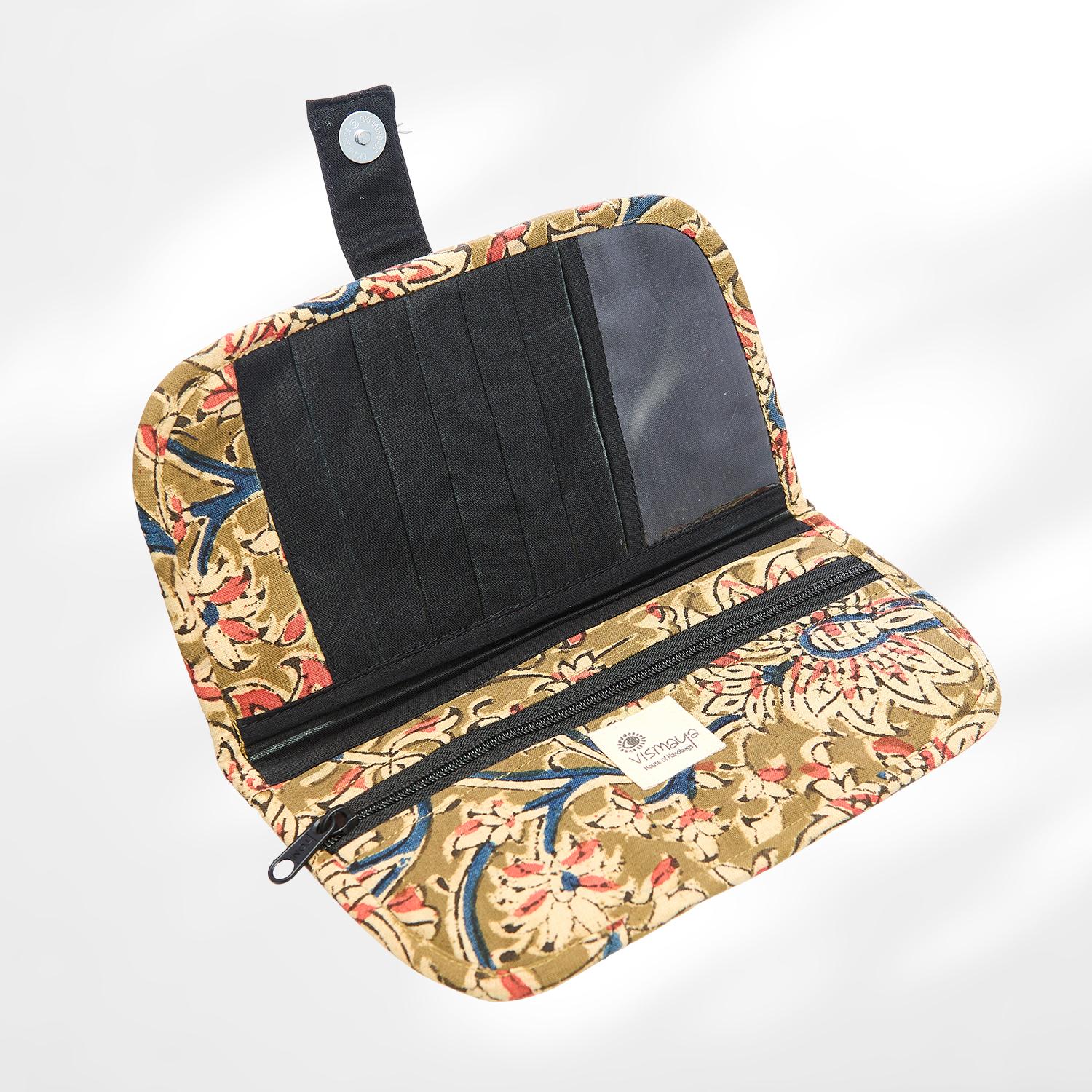 #colour_Olive Floral Fabric Flat Wallet