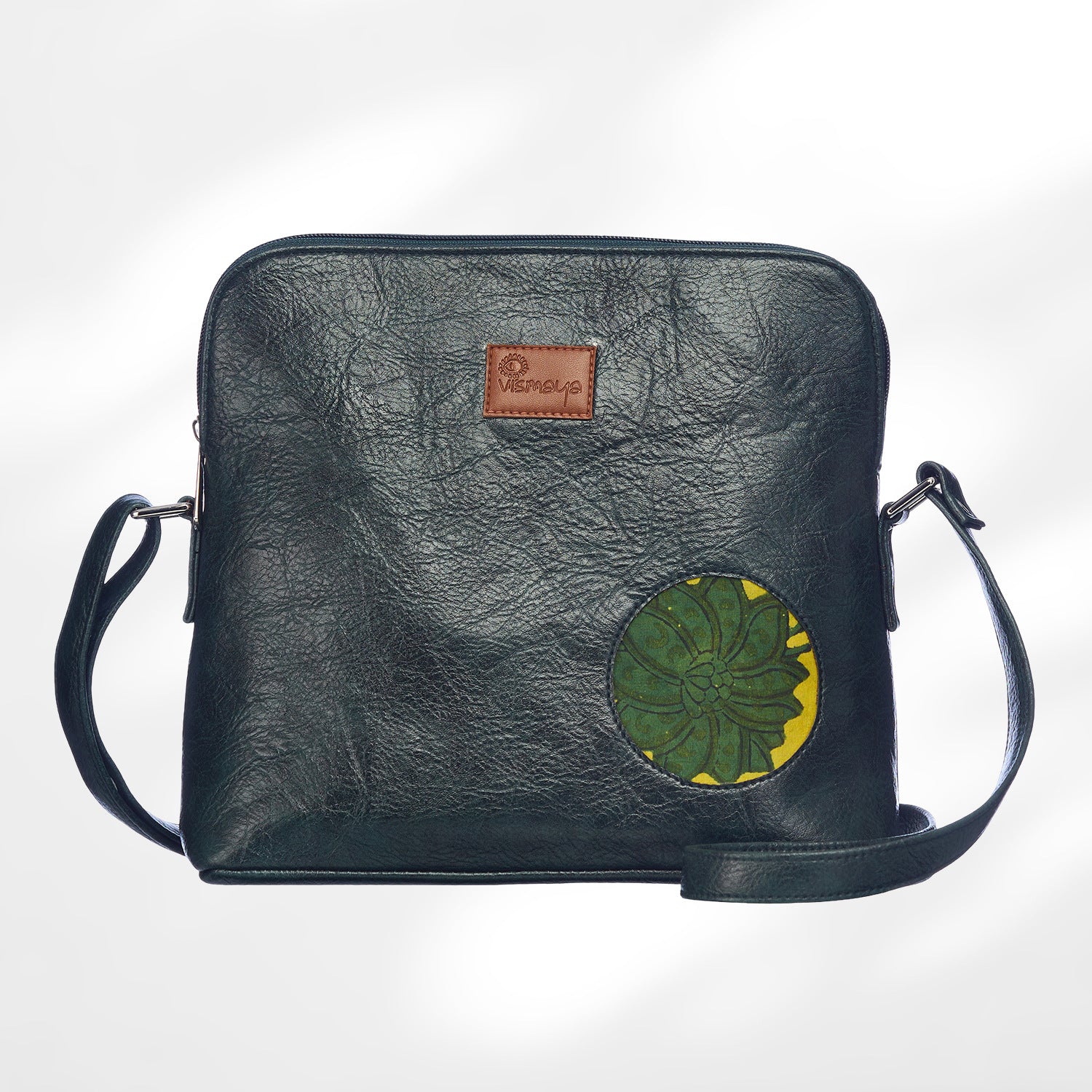 Leather Cutwork Round Corner Sling Bag