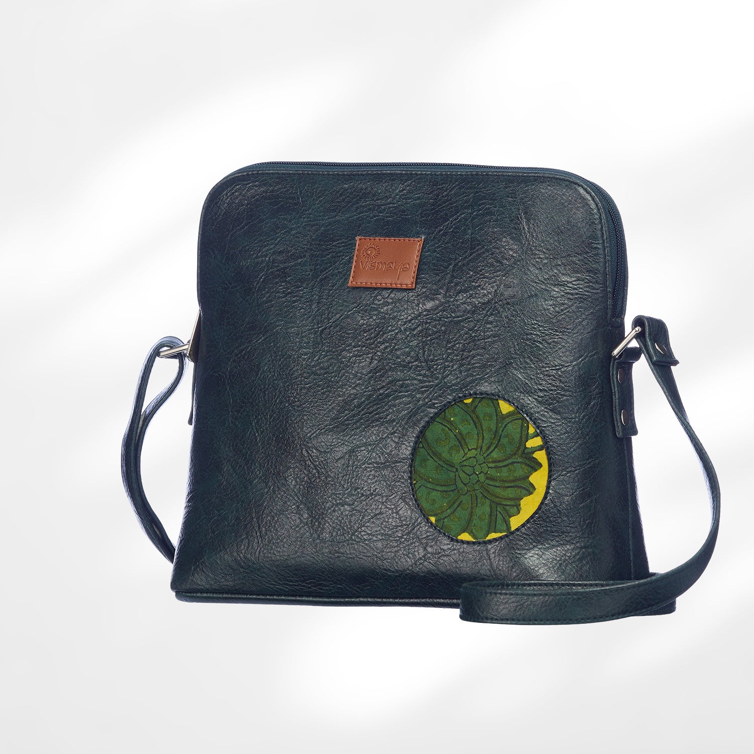 Leather Cutwork Round Corner Sling Bag
