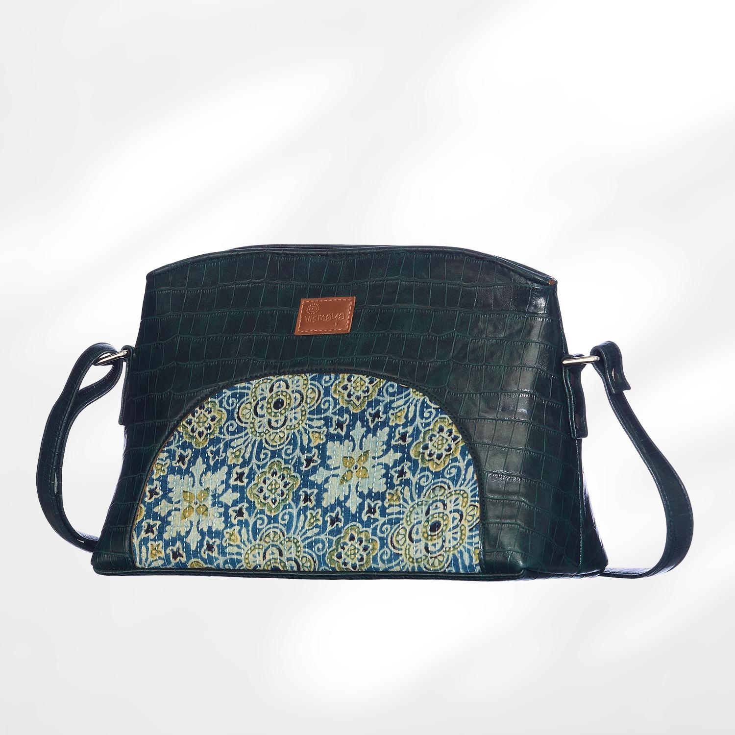 #colour_Green Floral Arc Sling