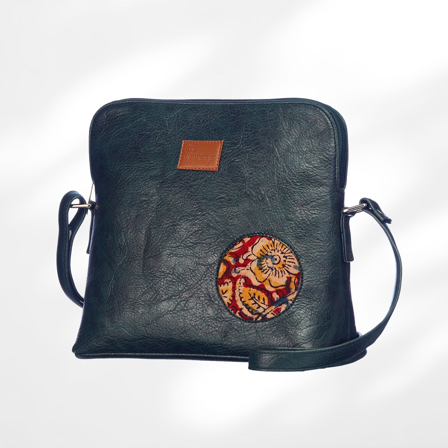 Leather Cutwork Round Corner Sling Bag