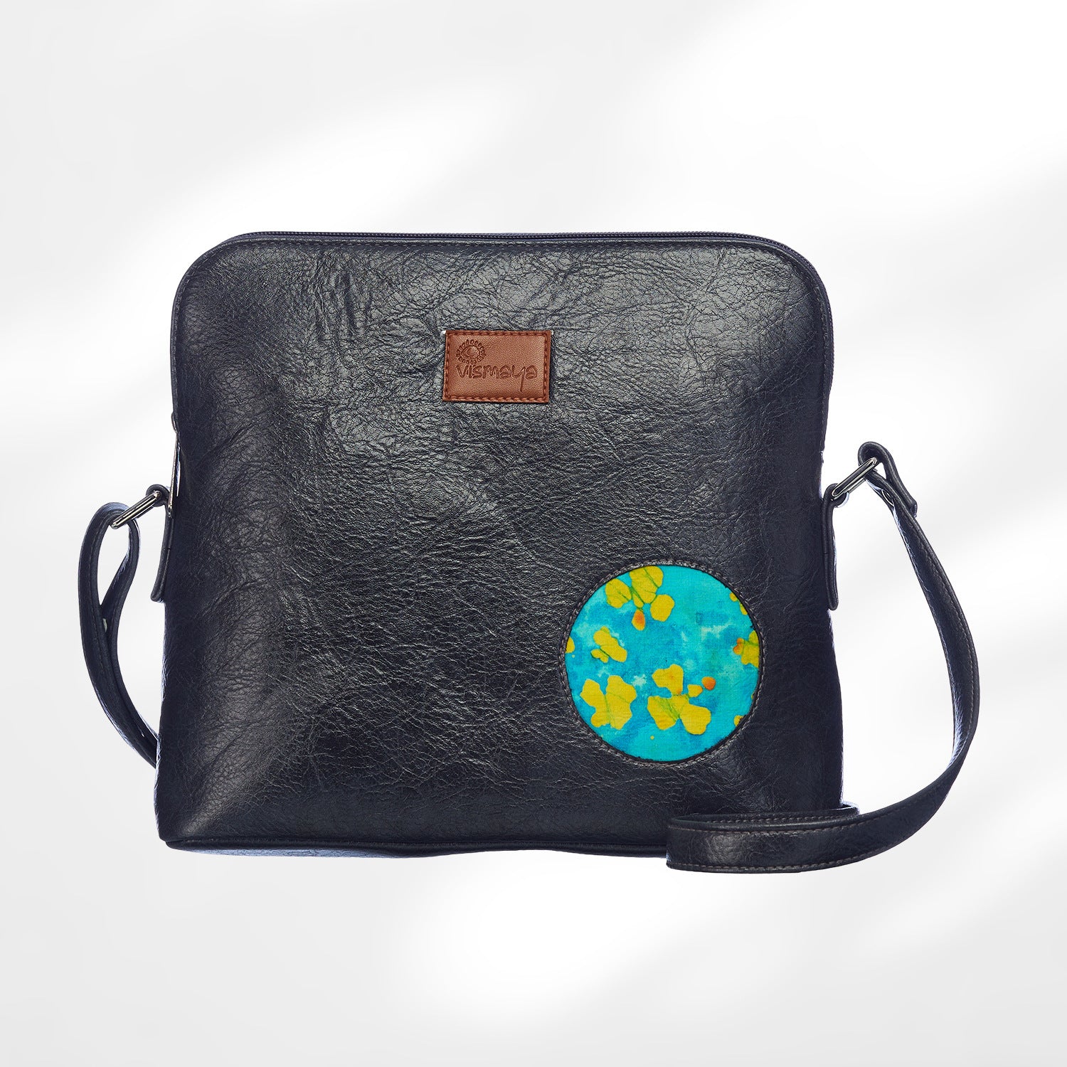 Leather Cutwork Round Corner Sling Bag