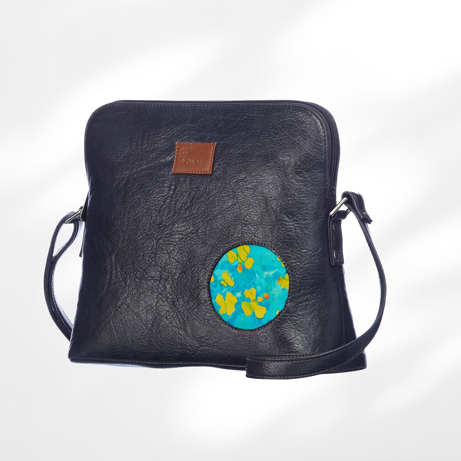 Leather Cutwork Round Corner Sling Bag