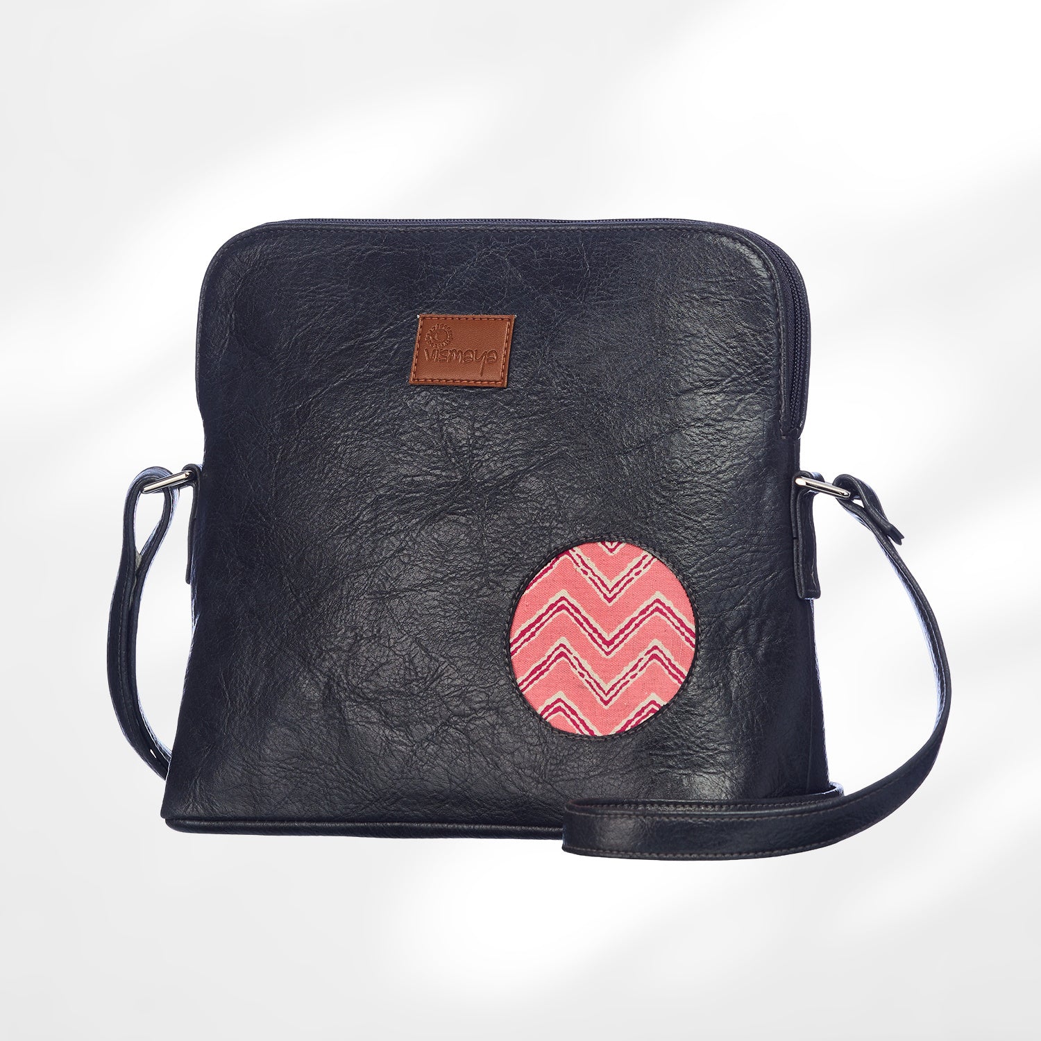 Leather Cutwork Round Corner Sling Bag