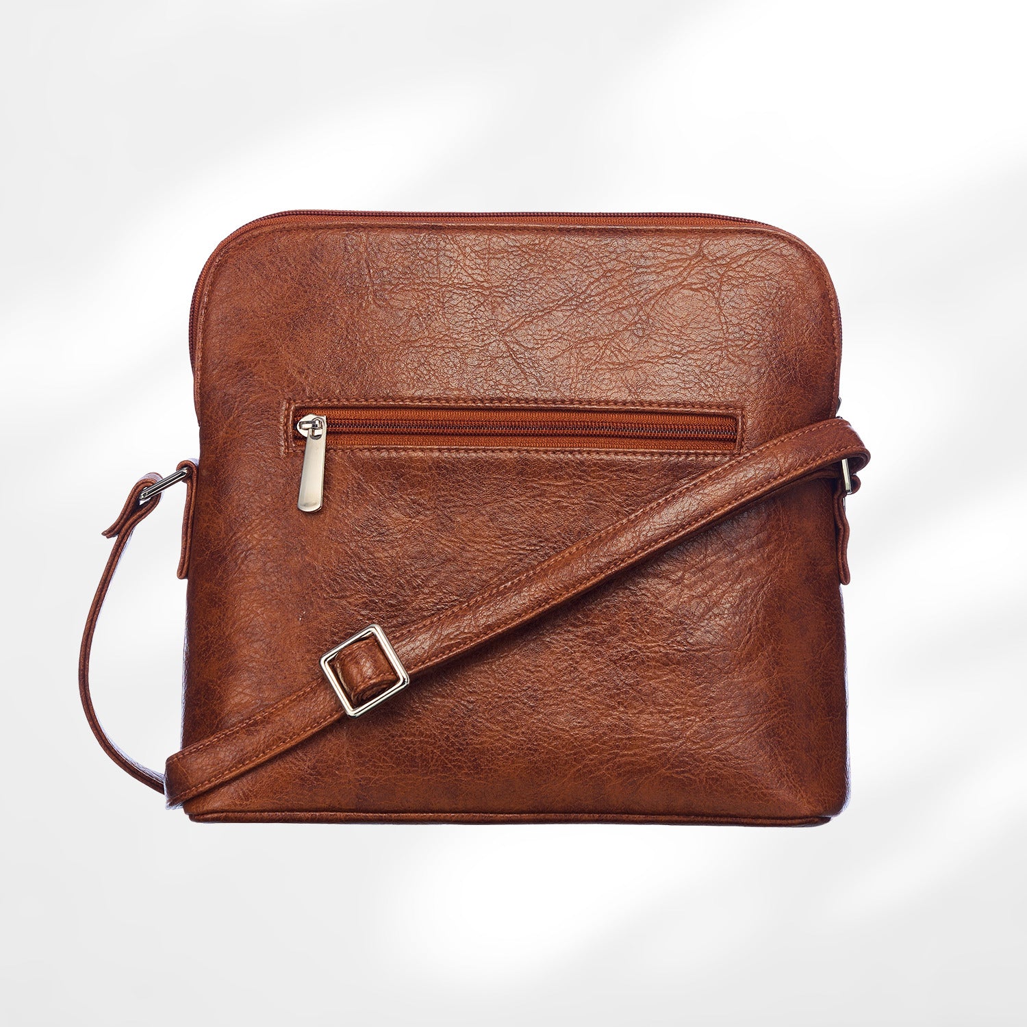 Leather Cutwork Round Corner Sling Bag