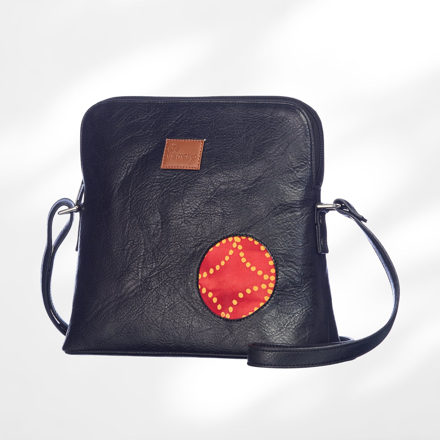 Leather Cutwork Round Corner Sling Bag