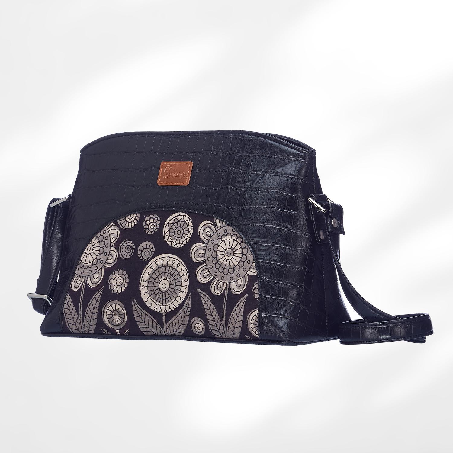 #colour_Black Floral Arc Sling