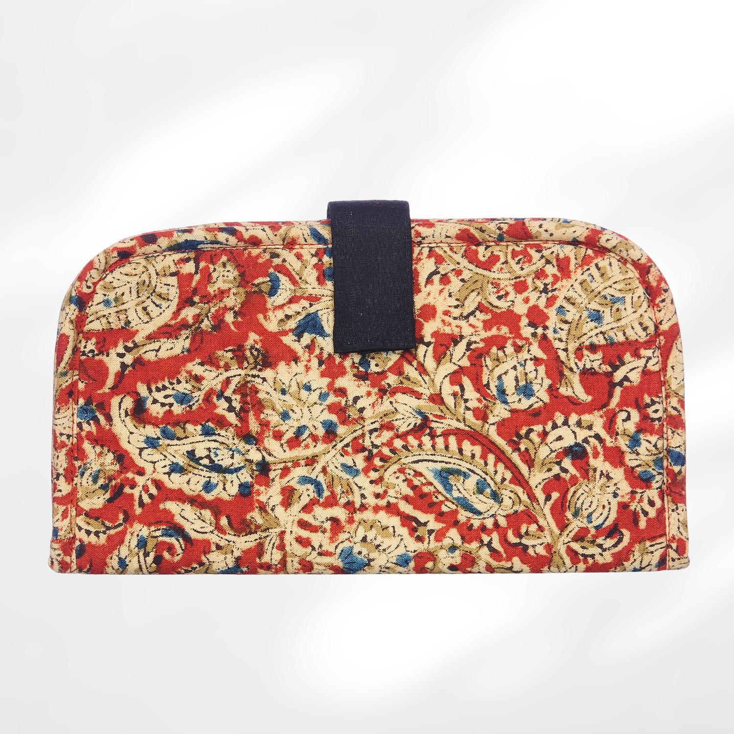 #colour_Red Paisley Print Fabric Flat Wallet
