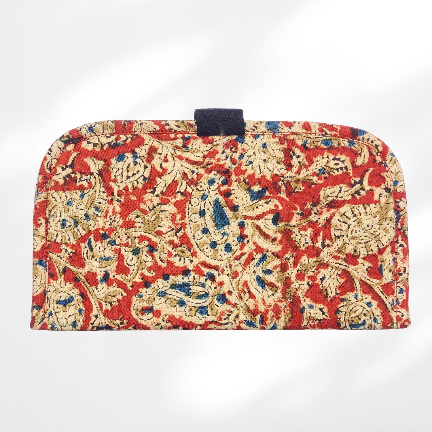 #colour_Red Paisley Print Fabric Flat Wallet