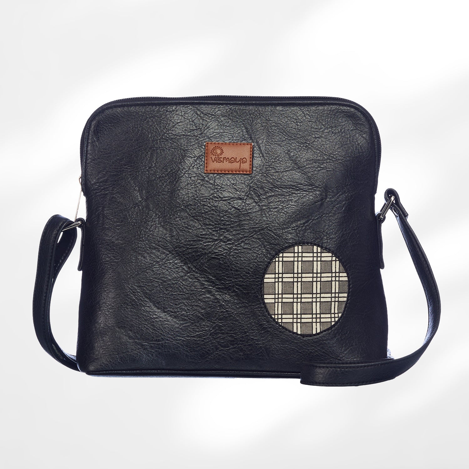 Leather Cutwork Round Corner Sling Bag