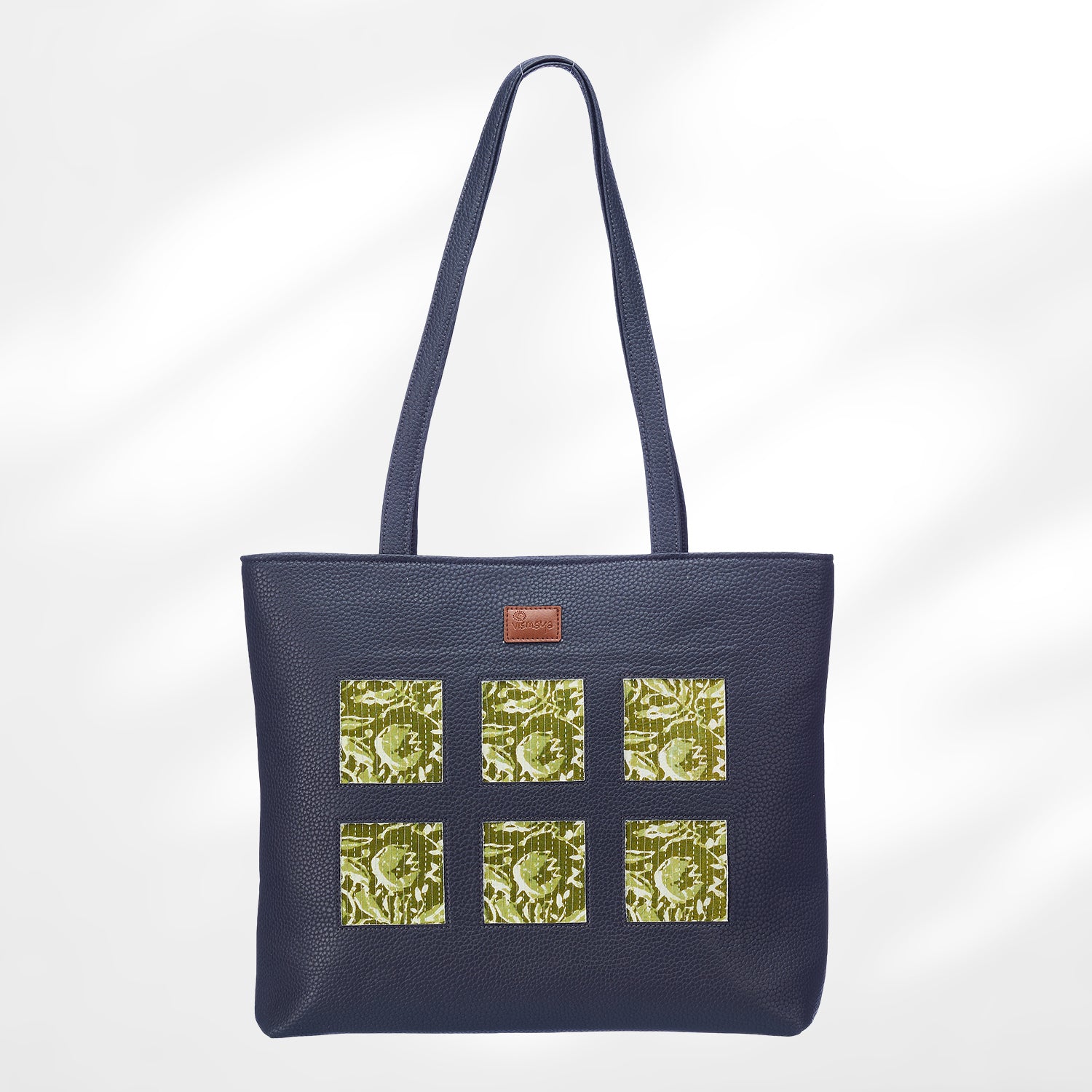 #colour_Green Blockprint Cutwork Tote
