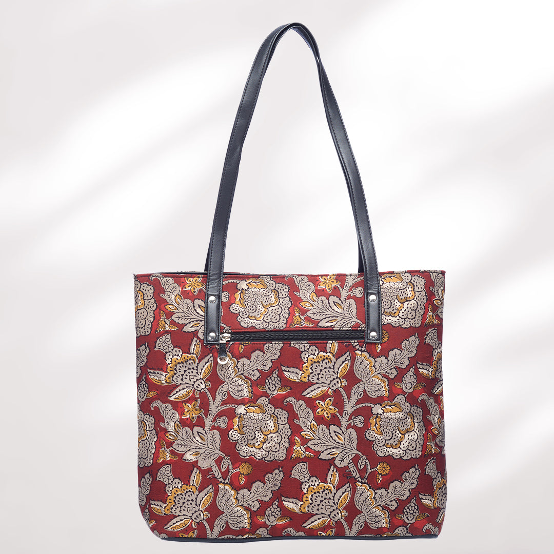 #colour_Red Floral Organizer Tote