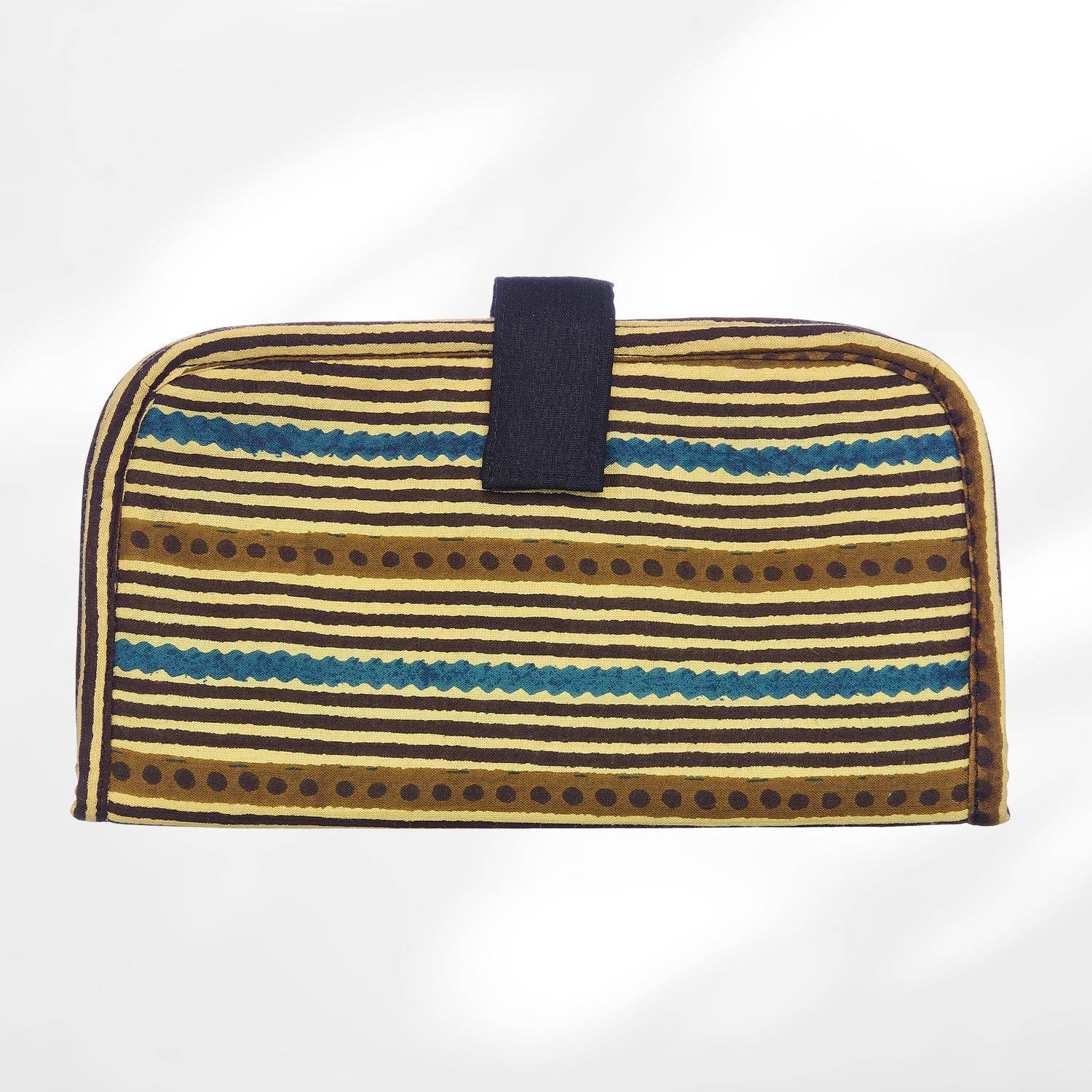 #colour_Olive Striped Print Fabric Flat Wallet