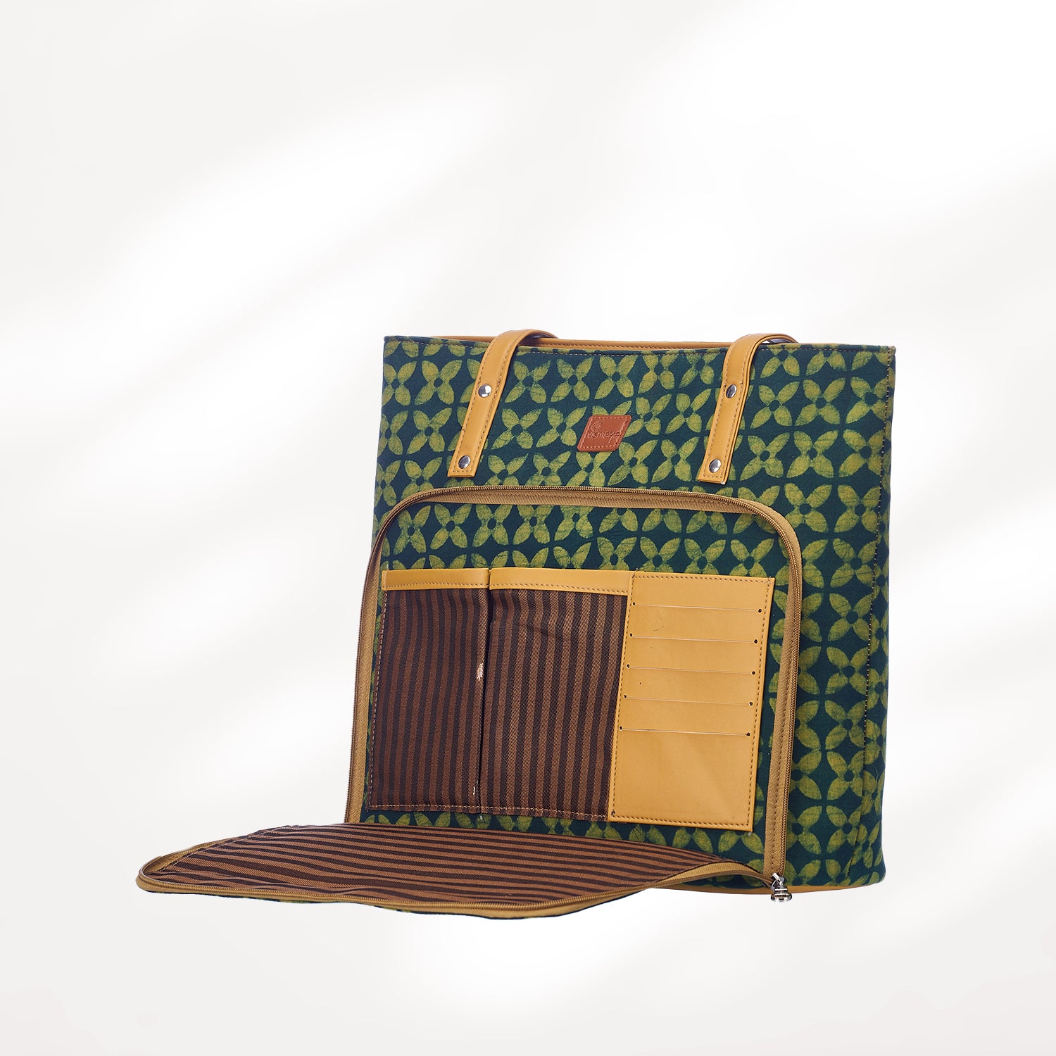 #colour_Olive Geometric Organizer Tote