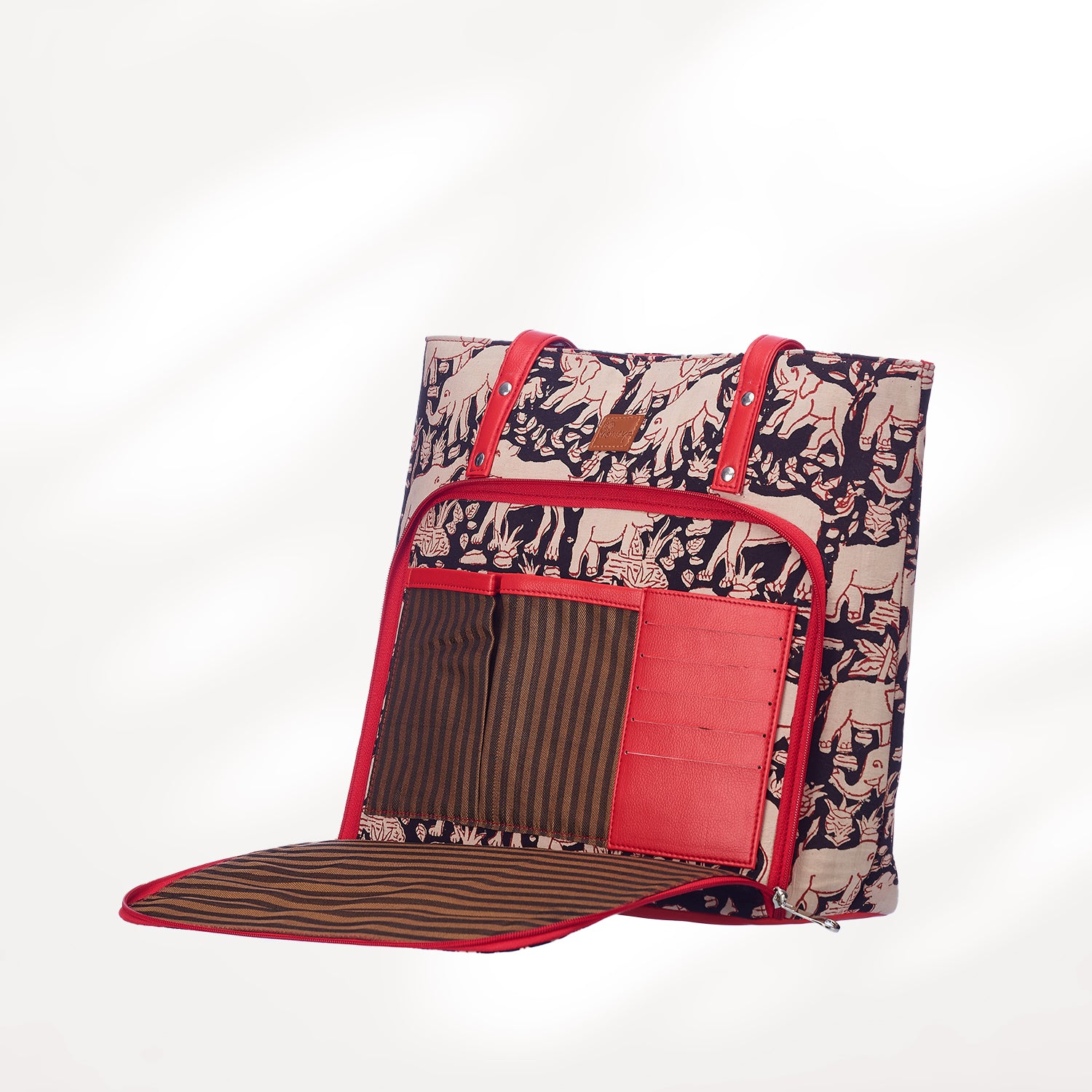 #colour_Elephant Print Organizer Tote