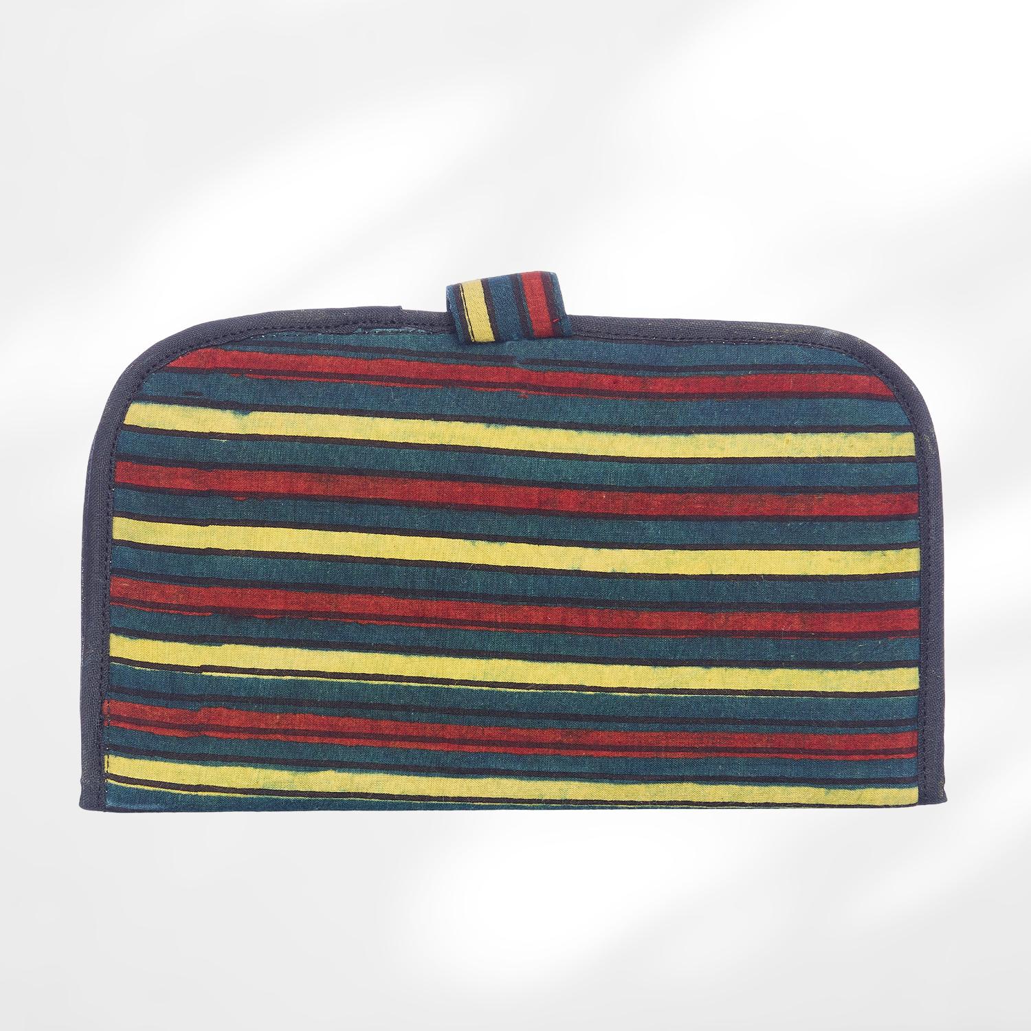 #colour_Striped Print Fabric Flat Wallet