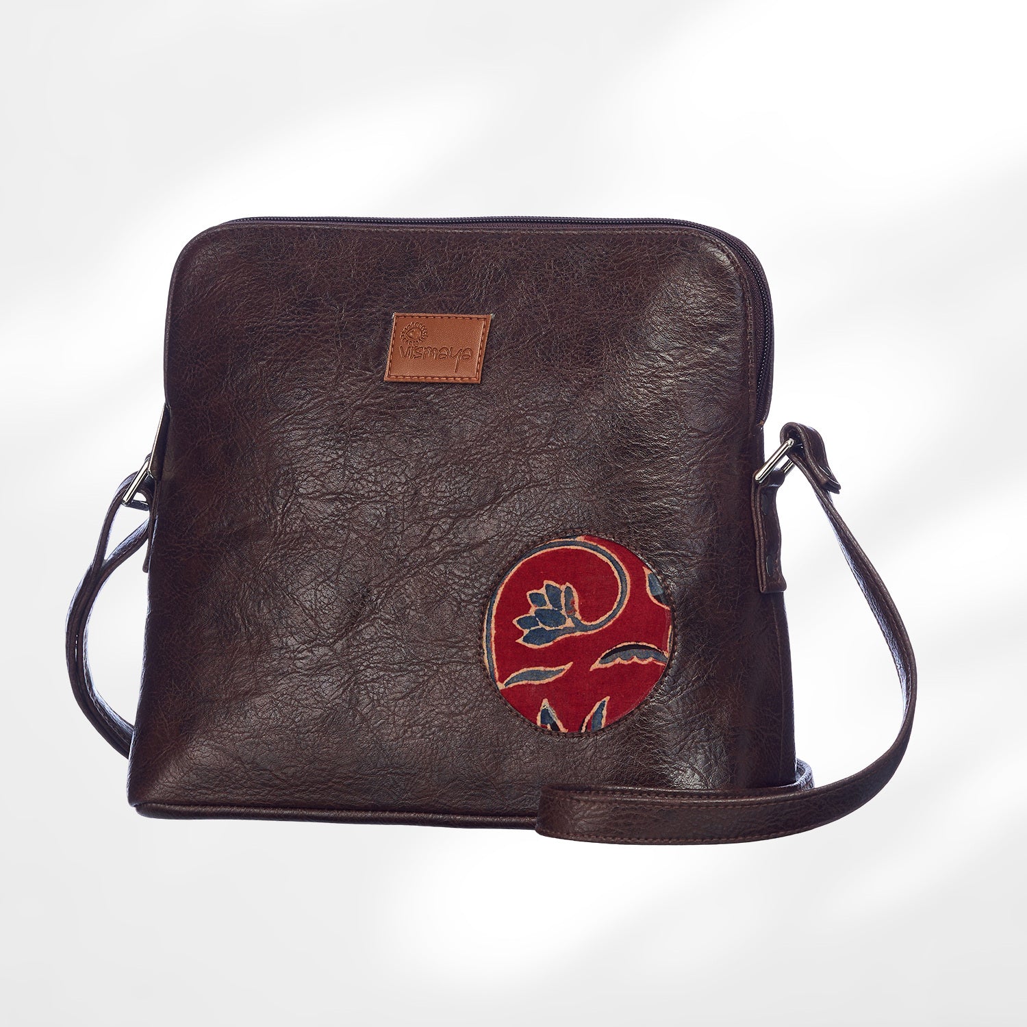 Leather Cutwork Round Corner Sling Bag