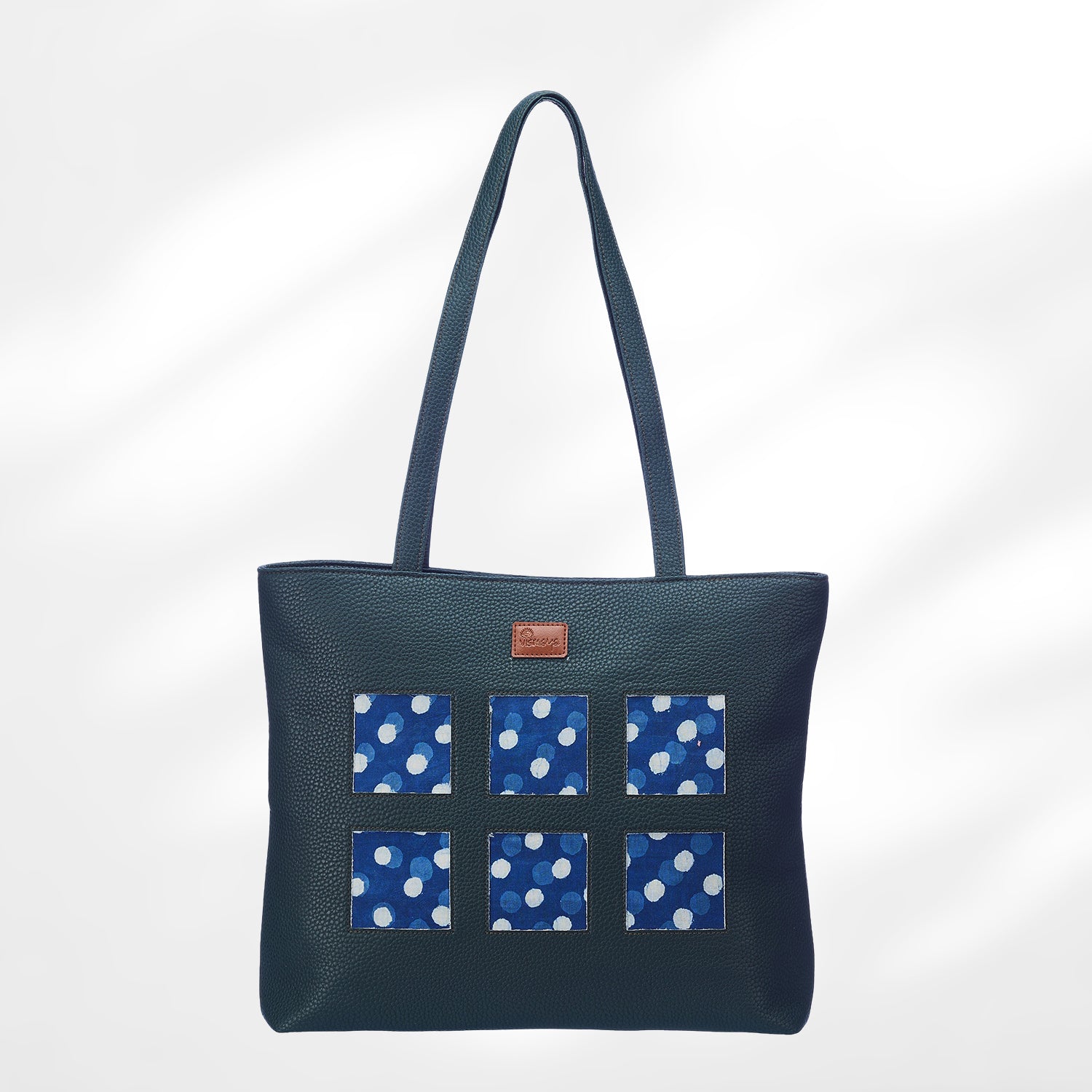 #colour_Indigo Dot Blockprint Cutwork Tote