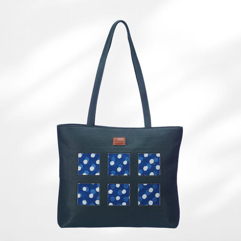 #colour_Indigo Dot Blockprint Cutwork Tote