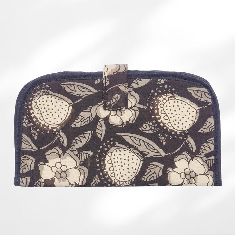 #colour_Black Fruit Print Fabric Flat Wallet