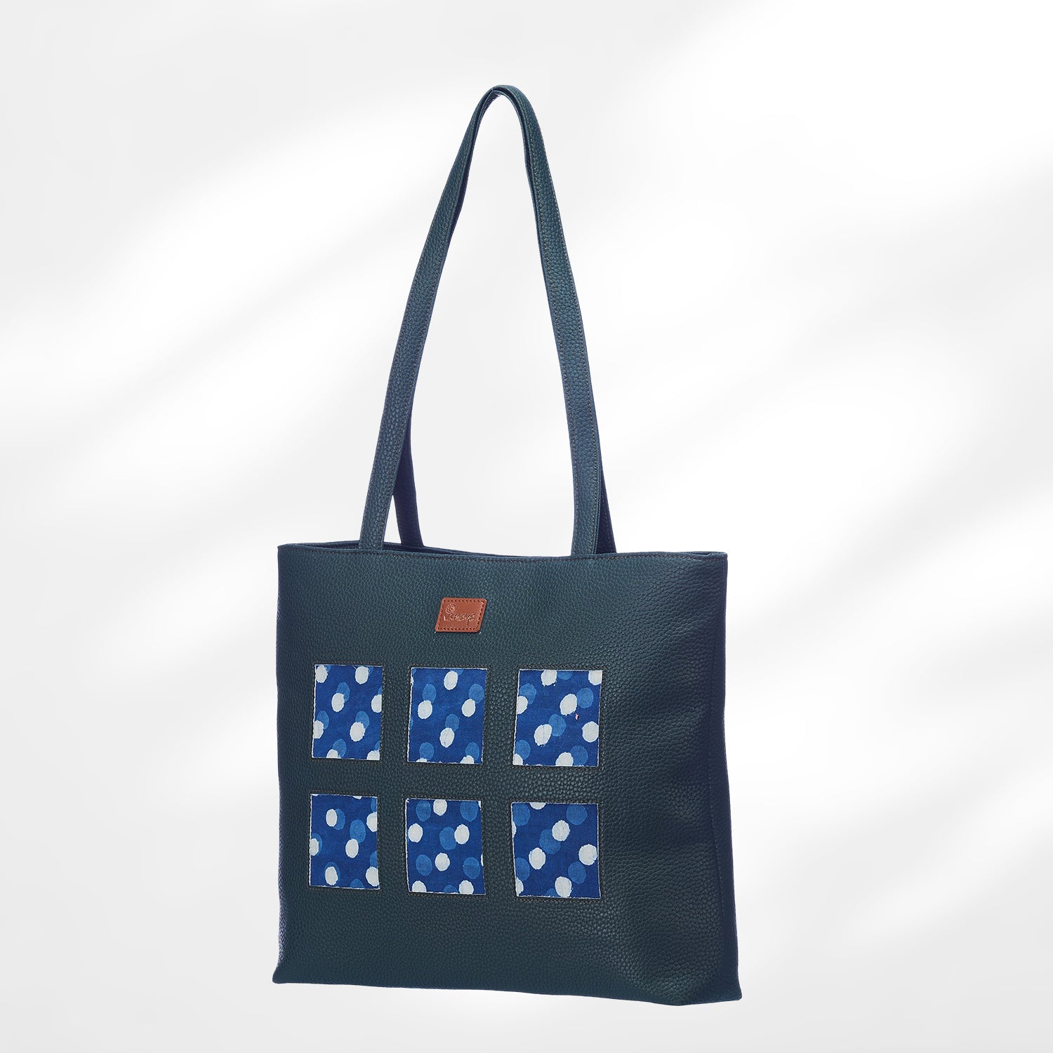 #colour_Indigo Dot Blockprint Cutwork Tote