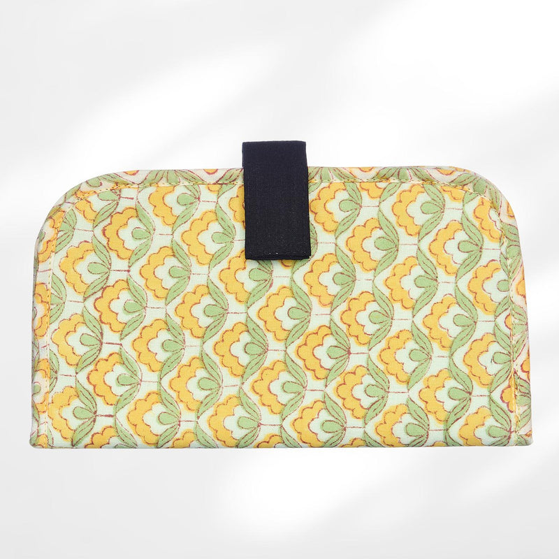 #colour_Yellow Geometric Print Fabric Flat Wallet