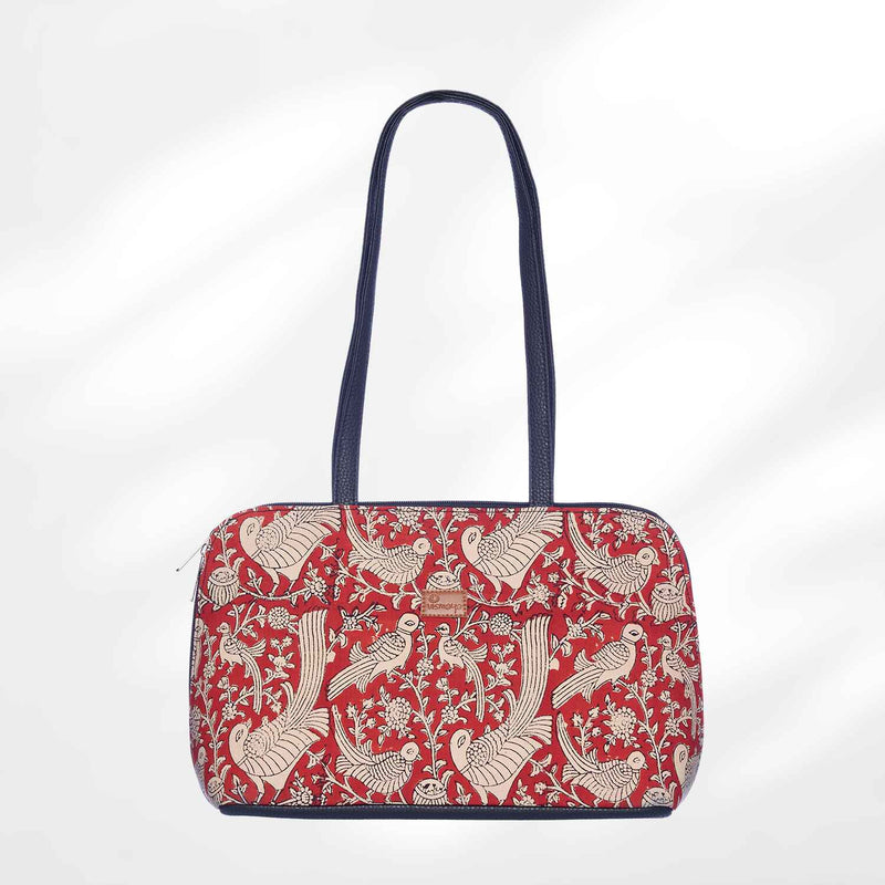 #colour_Red Print Round Corner Shoulder Bag