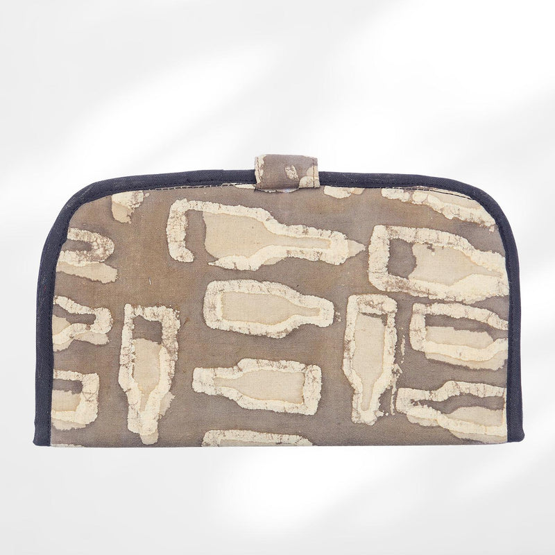 #colour_Beige Abstract Print Fabric Flat Wallet