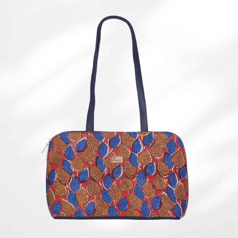 #colour_Leaf Print Round Corner Shoulder Bag