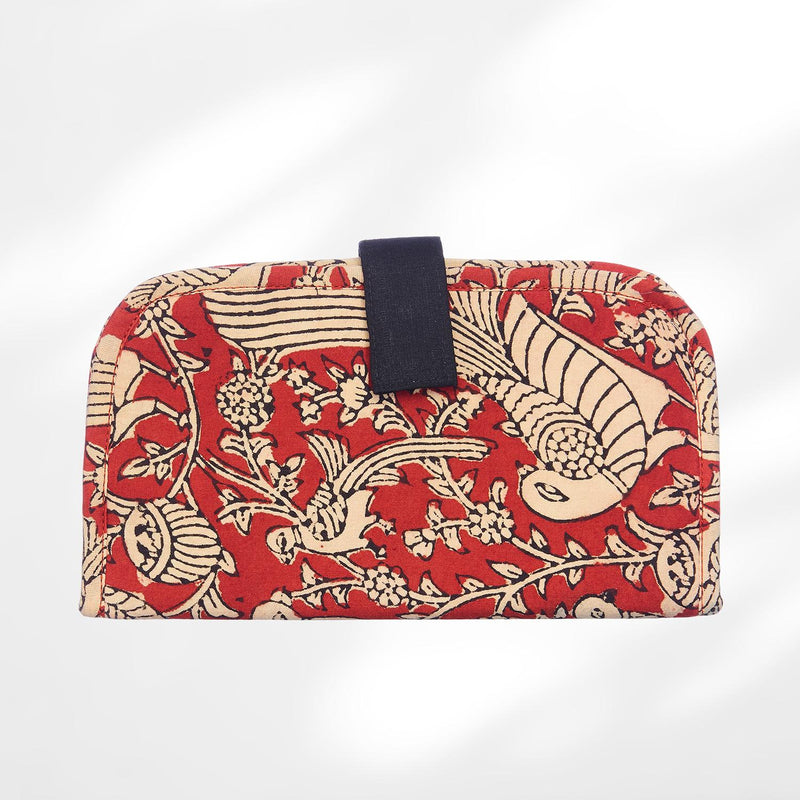 #colour_Red Bird Print Fabric Flat Wallet