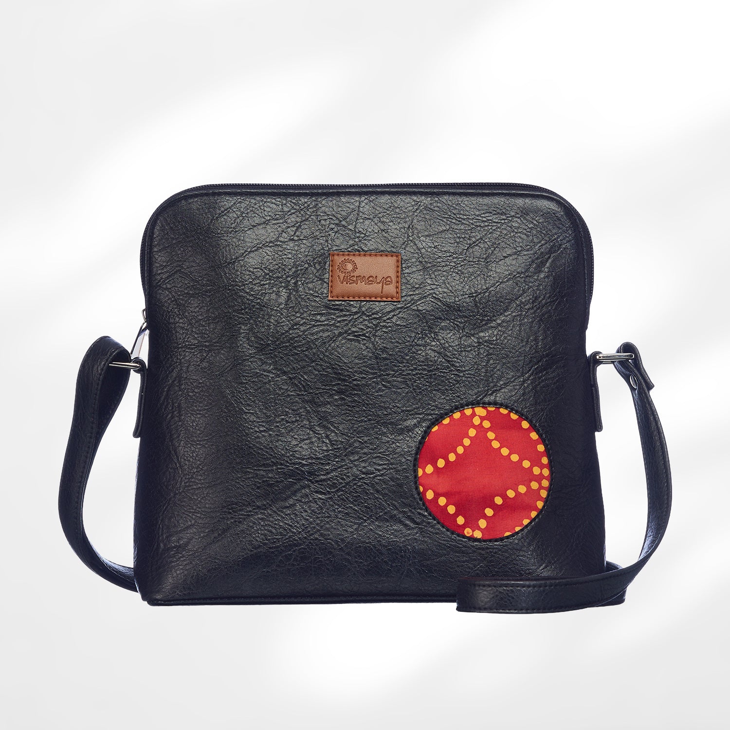 Leather Cutwork Round Corner Sling Bag