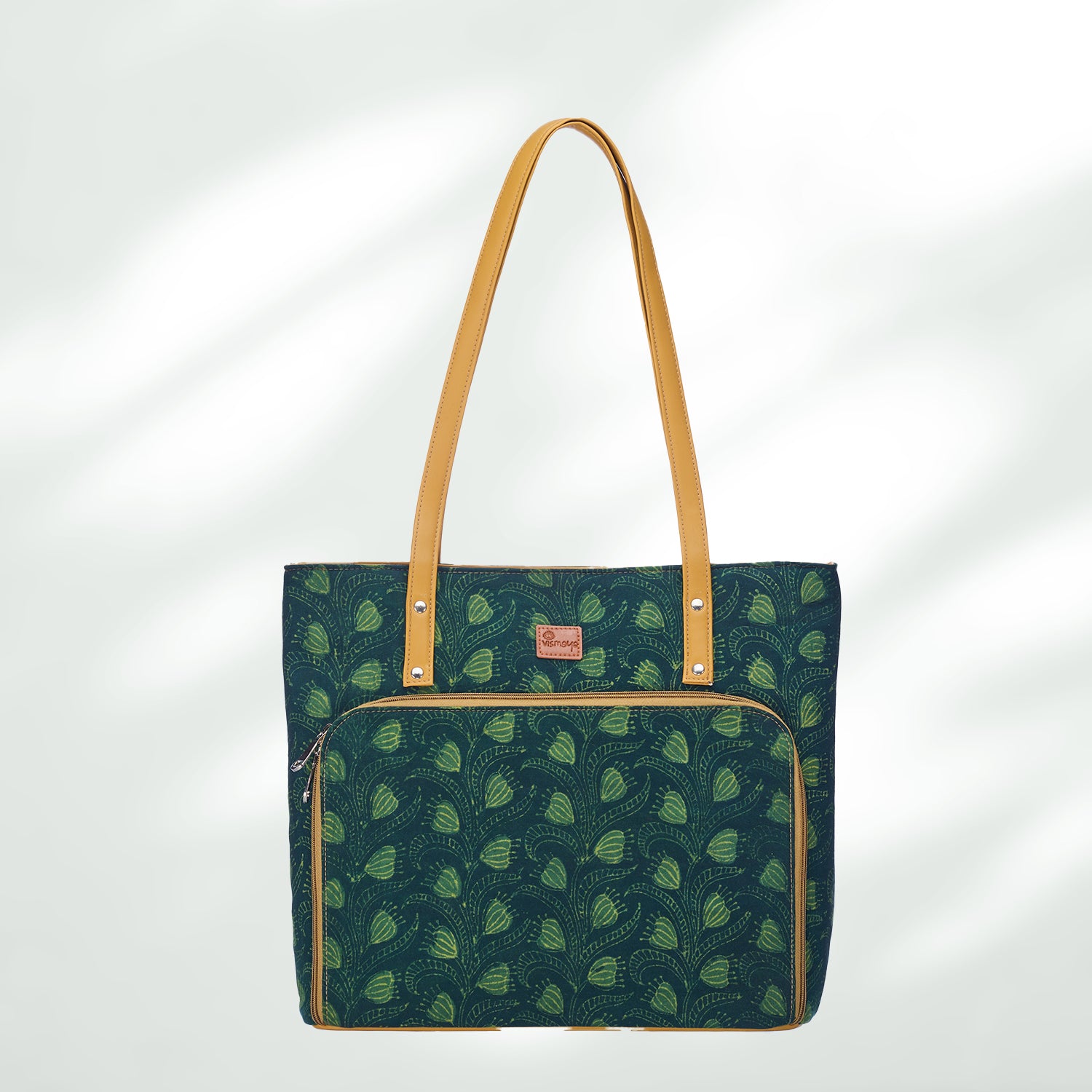 #colour_Leaf Print Organizer Tote