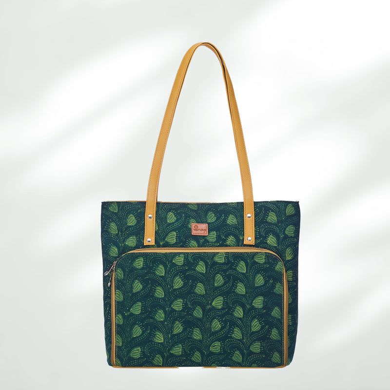 #colour_Leaf Print Organizer Tote