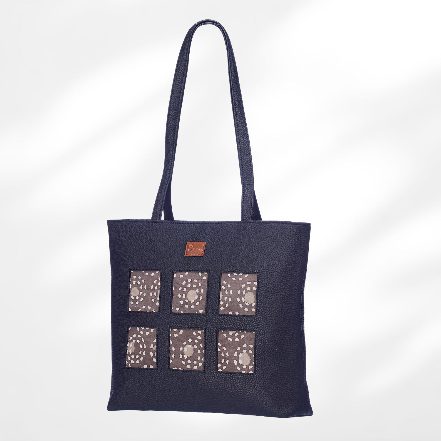 #colour_Monochrome Blockprint Cutwork Tote