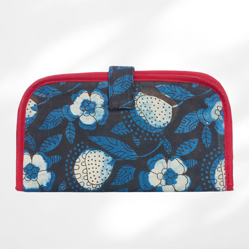 #colour_Indigo Fruit Print Fabric Flat Wallet