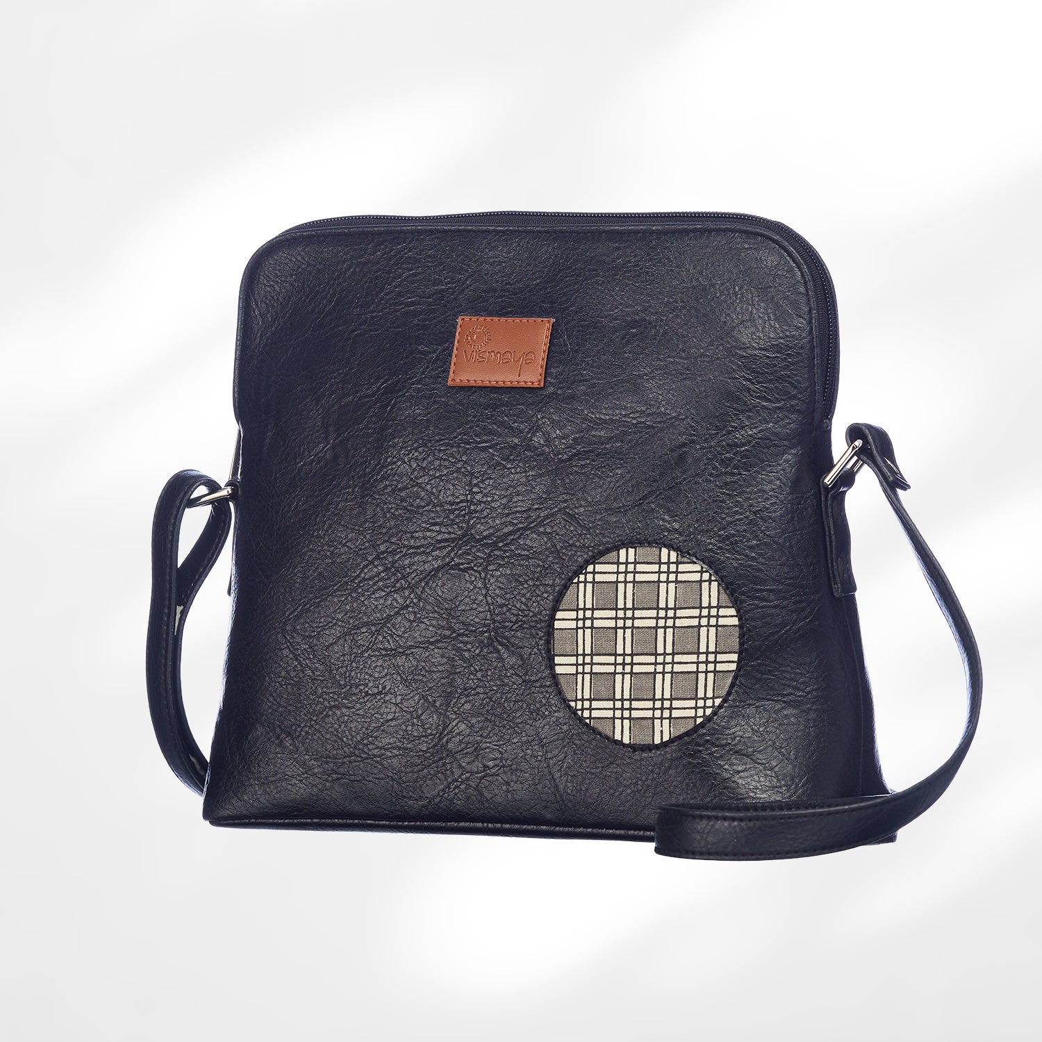 Leather Cutwork Round Corner Sling Bag
