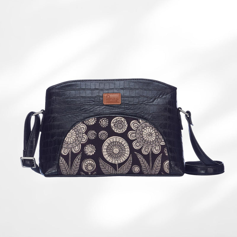 #colour_Black Floral Arc Sling