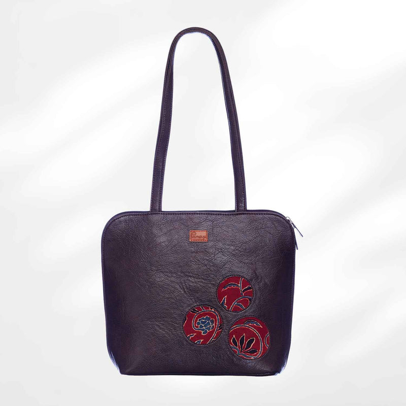 #colour_Maroon Petals Motif Shoulder Bag