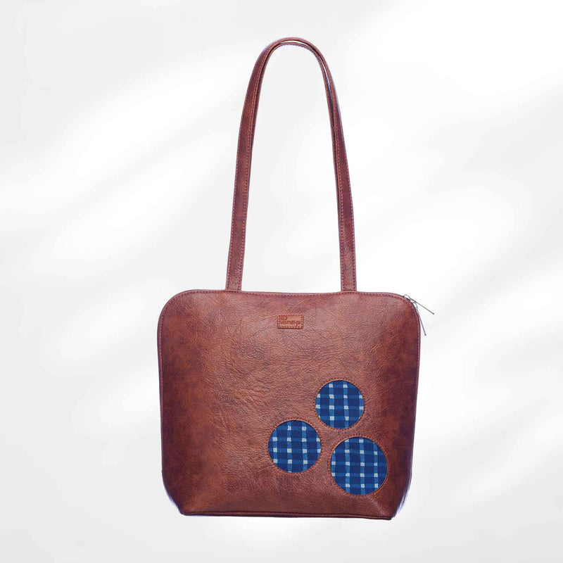 #colour_Blue Checks Motif Shoulder Bag